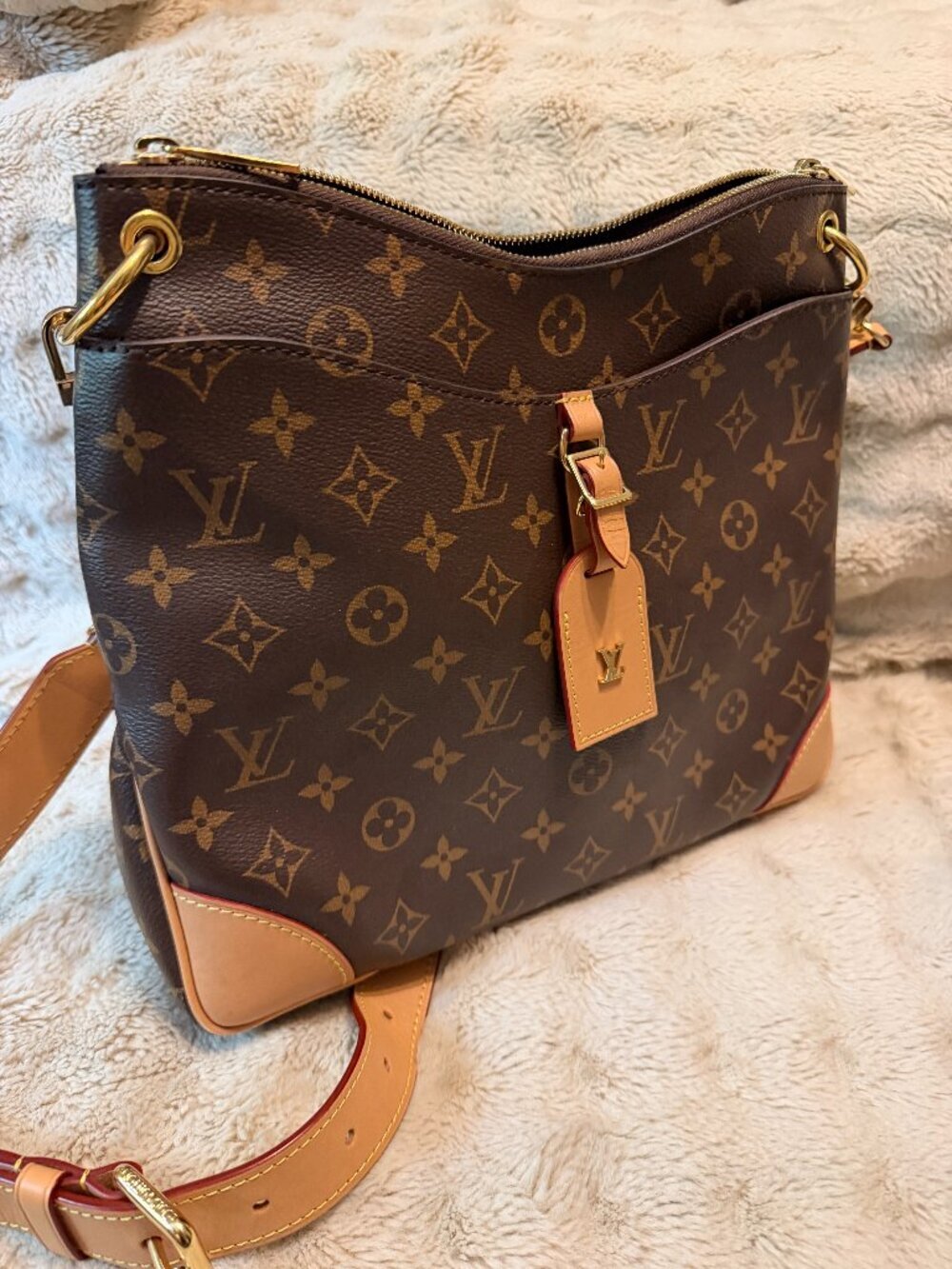 Louis Vuitton Odeon MM Monogram Large Crossbody Brown Tan